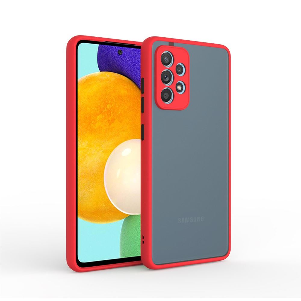 Cellect Samsung Galaxy A42 5G áttetsző tok piros kerettel, fekete gombokkal (CEL-MATT-A42-5GRBK) (CEL-MATT-A42-5GRBK)-0