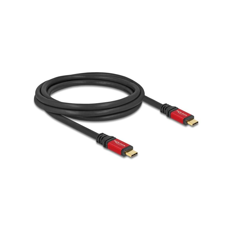 Delock USB-C -> USB-C M/M adatkábel 2m fekete-piros (80051)-0
