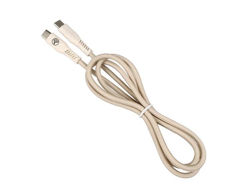 Cablu Tellur Green Type-C to Type-C, 3A, PD60W, 1m, nailon, crem