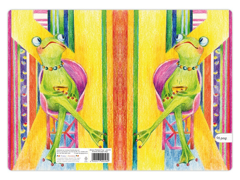 Caiet Aperta, Bonjour Madame Frog, A5, 48 file, 80g, Dictando