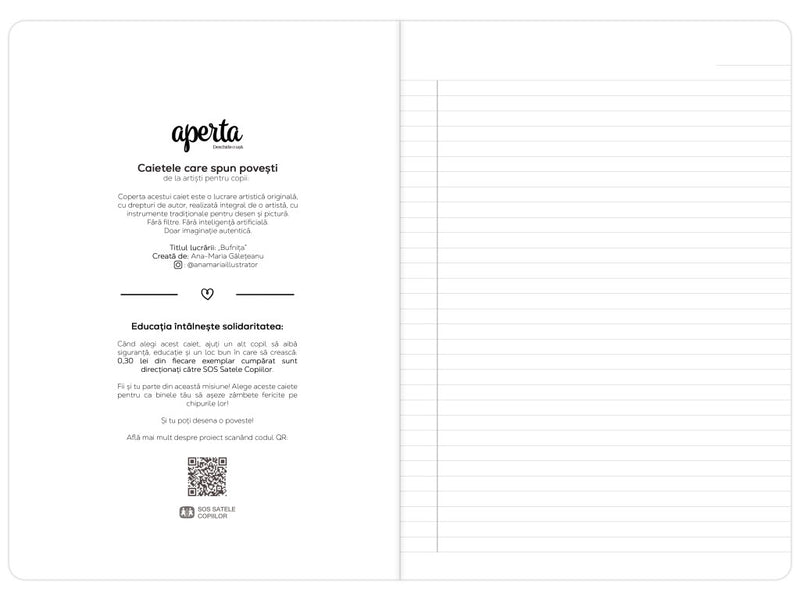 Caiet Aperta, Bufnița, A4, 48 file, 80g, Dictando