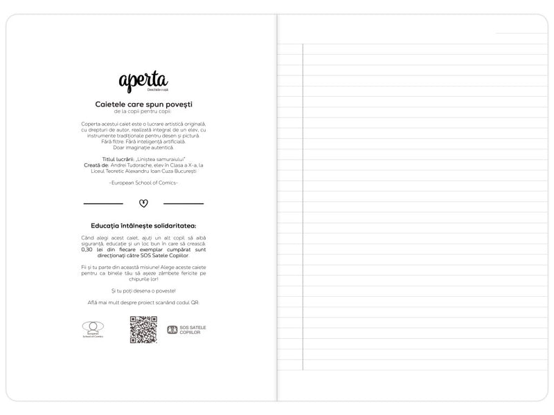 Caiet Aperta, Liniștea Samuraiului, A4, 48 file, 80g, Dictando