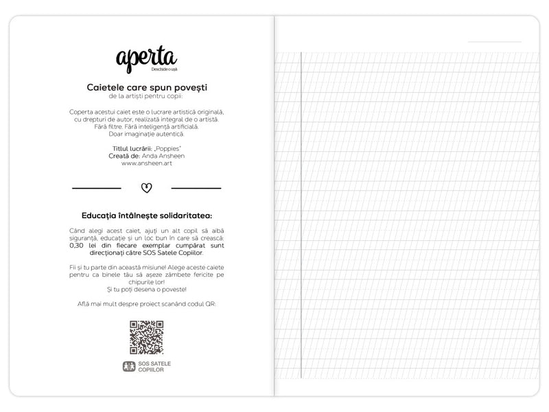 Caiet Aperta, Poppies, A5, 24 file, 90g, Tip 1