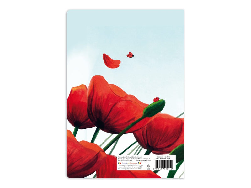 Caiet Aperta, Poppies, A5, 24 file, 90g, Tip 2
