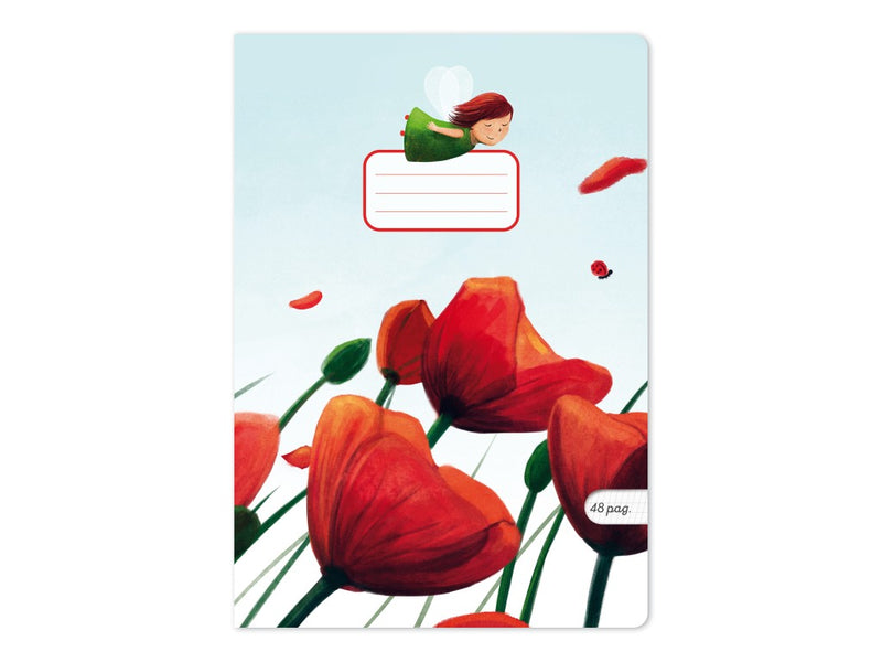 Caiet Aperta, Poppies, A5, 24 file, 90g, Tip 1