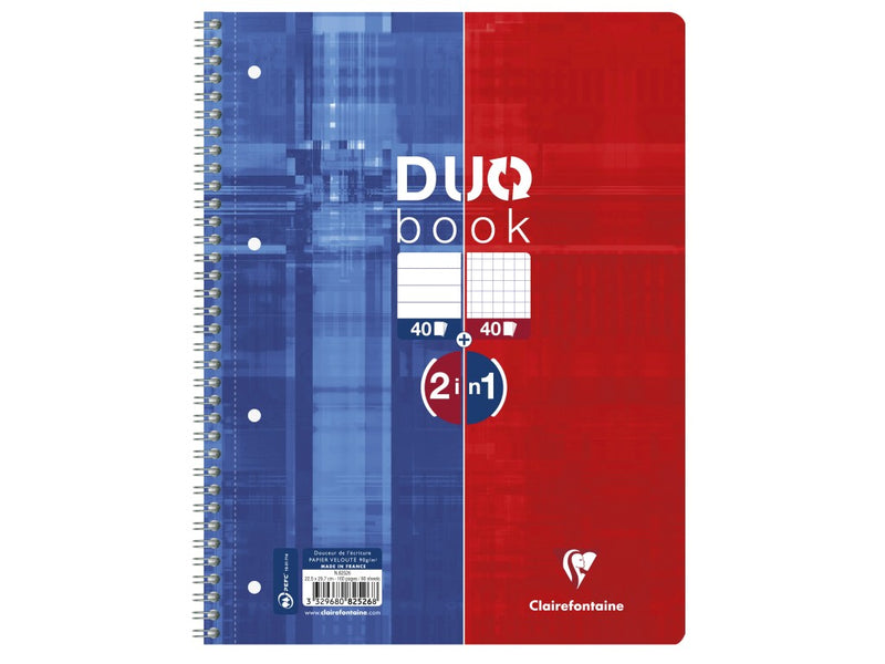 Caiet A4+ Duo, reversibil, cu spirală, 80 file, Clairefontaine