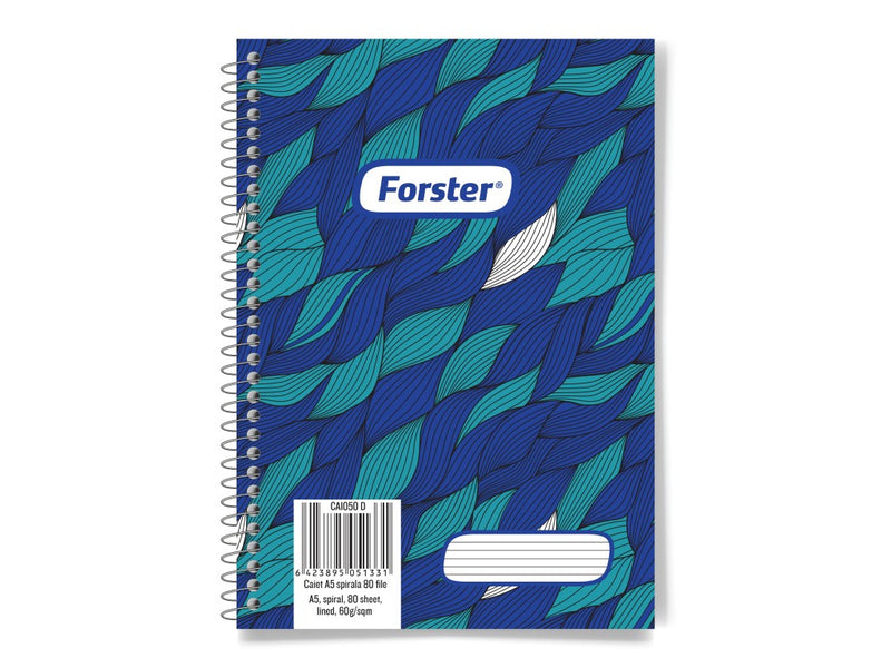 Caiet A5 spirală 80 file Forster