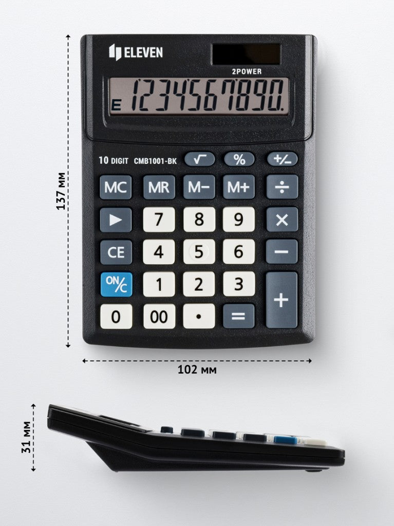 Calculator de birou 10 digiți, 137 x 102 x 31 mm, Eleven CMB1001-BK