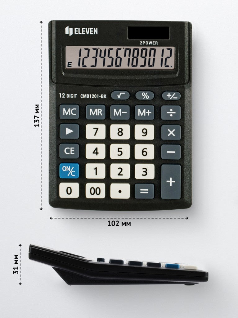 Calculator de birou 12 digiți, 137 x 102 x 31 mm, Eleven CMB1201-BK