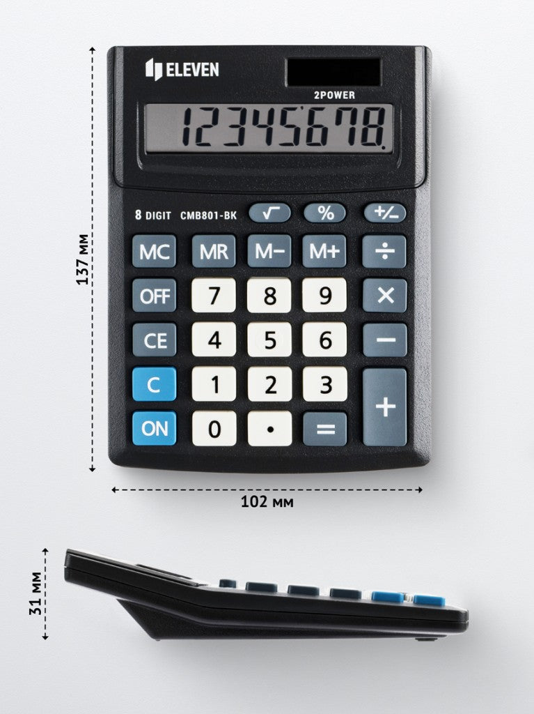 Calculator de birou 8 digiți, 137 x 102 x 31 mm, Eleven CMB801-BK