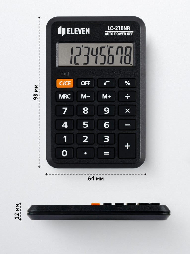 Calculator de buzunar 8 digiți, 98 x 62 x 10 mm, Eleven LC-210NR