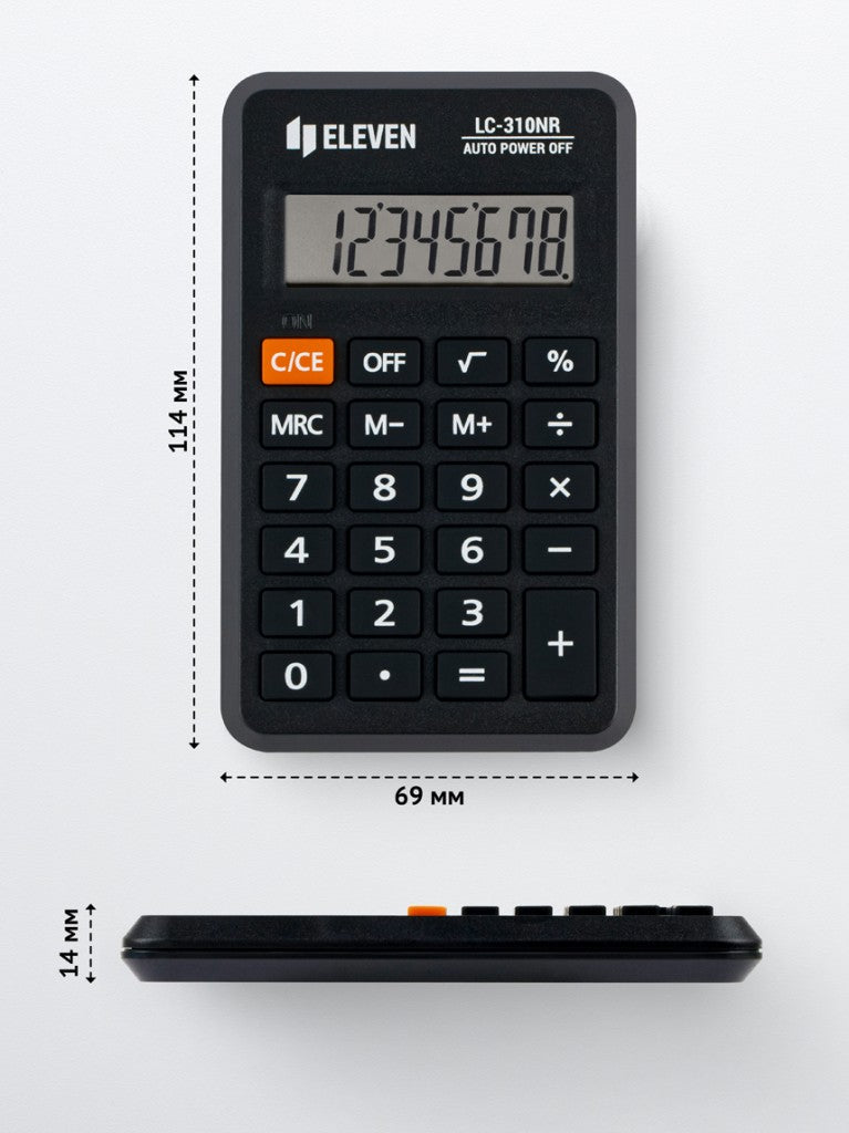 Calculator de buzunar 8 digiți, 114 x 69 x 14 mm, Eleven LC-310NR