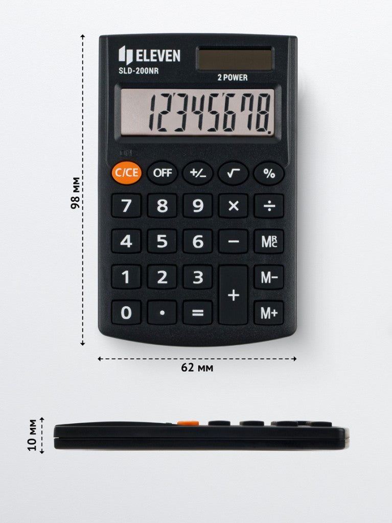 Calculator de buzunar 8 digiți, 98 x 62 x 10 mm, Eleven SLD-200NR