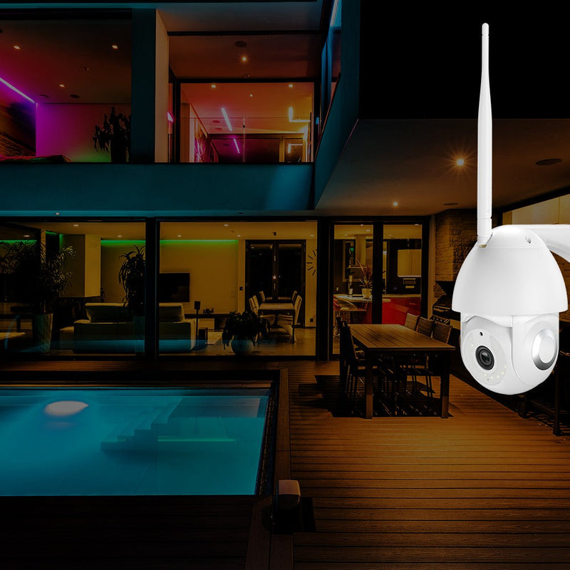 Cameră exterior WiFi Tellur Smart, 3MP, UltraHD, Autotracking, PTZ, Alb