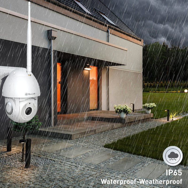 Cameră exterior WiFi Tellur Smart, 3MP, UltraHD, Autotracking, PTZ, Alb