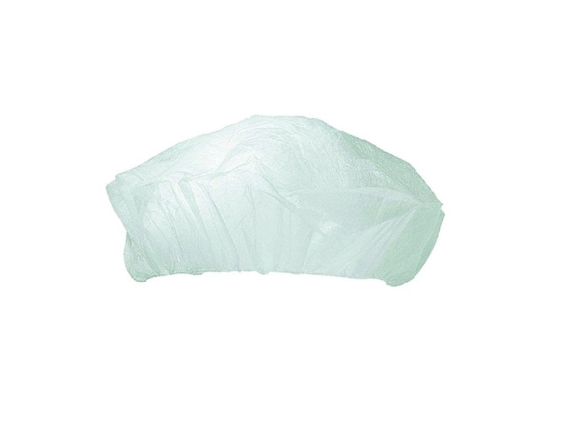 Capeline polipropilenă de unică folosință albe 100/set, model elastic dublu