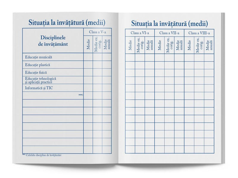 Carnet de elev pentru clasele V-VIII