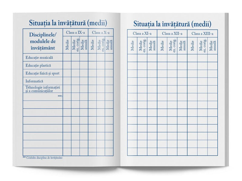 Carnet de elev pentru liceu