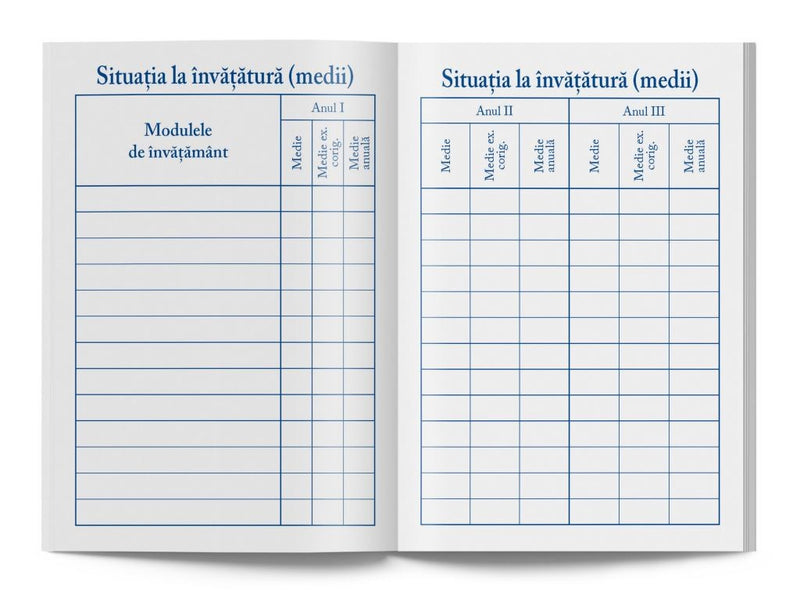 Carnet de elev pentru școala postliceală