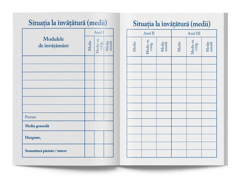 Carnet de elev pentru școala postliceală