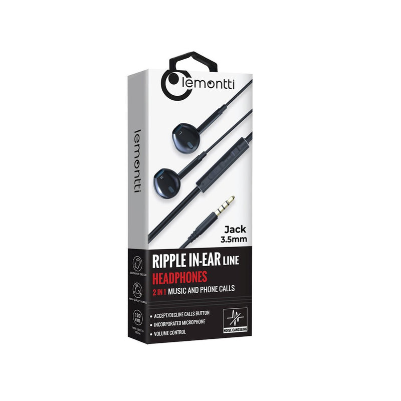 Casti Stereo 3.5 mm Lemontti Ripple Negru (handsfree - telecomanda, microfon)