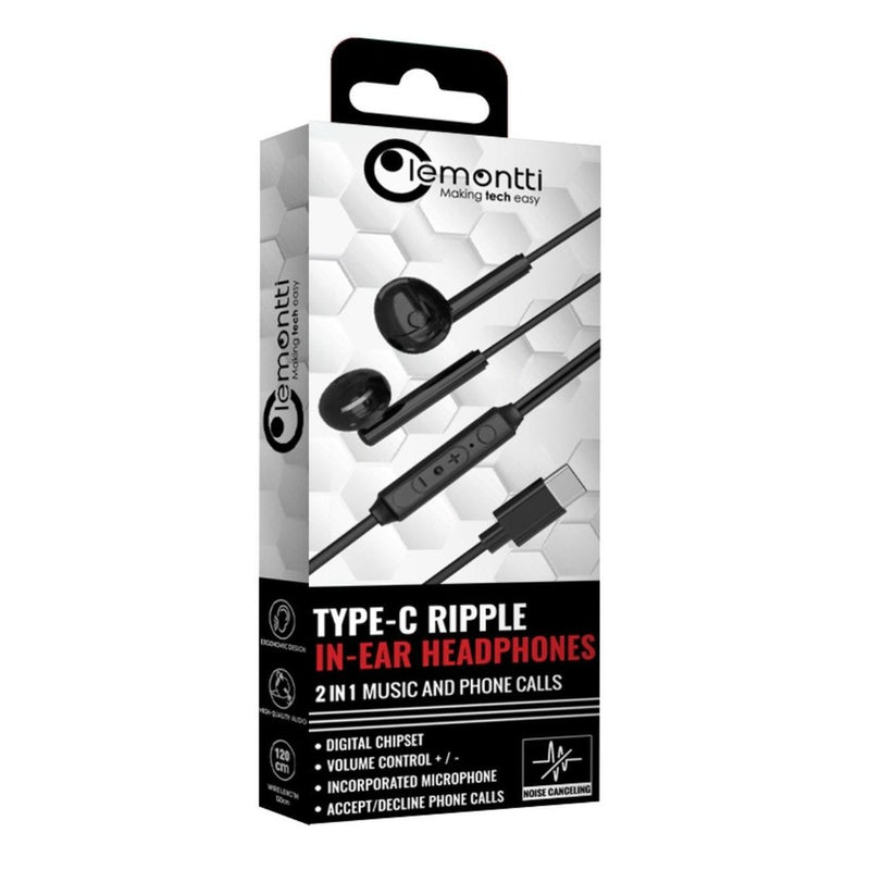 Casti Stereo Type-C Lemontti Ripple Negru