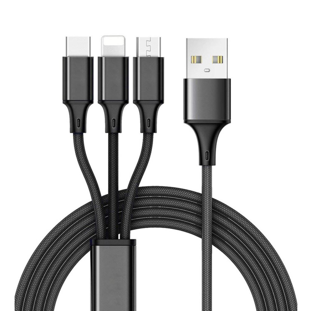 Cellect 3az1-ben töltőkábel micro USB+Type-C+Lightning (MDCU-3IN1) (MDCU-3IN1)-0