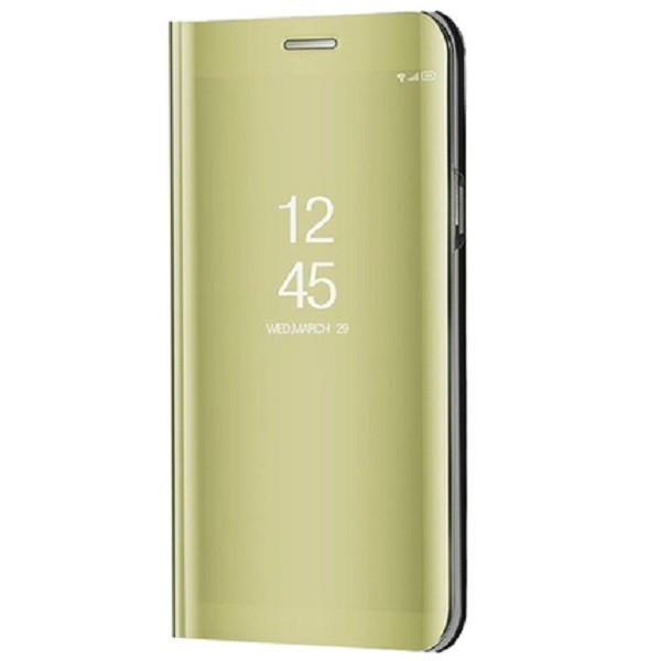 Apple iPhone 14 Pro, Oldalra nyíló tok, hívás mutatóval, Smart View Cover, arany (utángyártott) (124998)-0