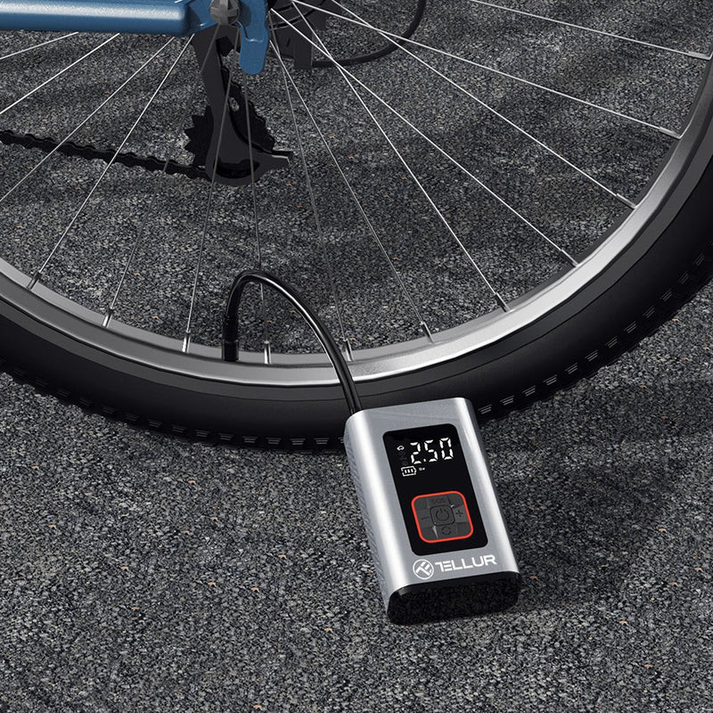 Compresor auto portabil Tellur, 150 PSI, 16L/min, 4000mAh, USB-C, aluminiu