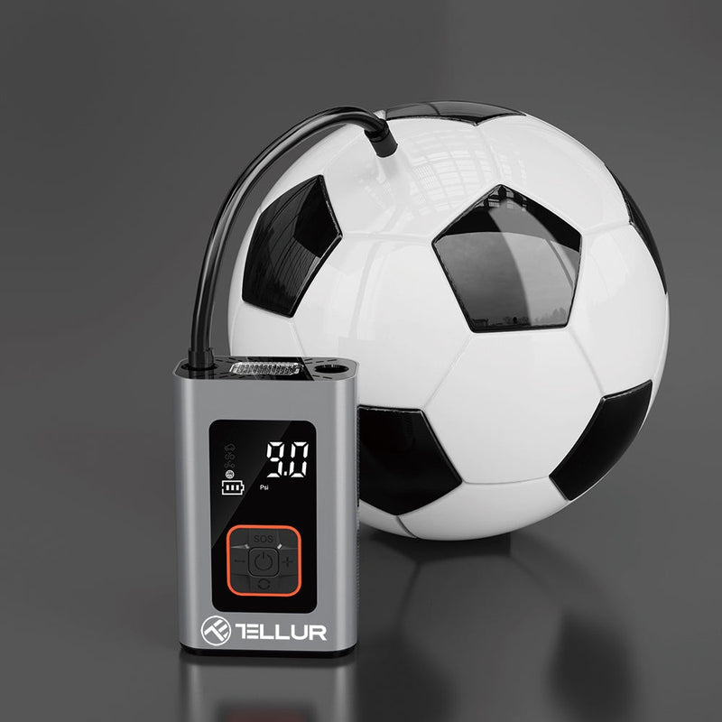 Compresor auto portabil Tellur, 150 PSI, 16L/min, 4000mAh, USB-C, aluminiu
