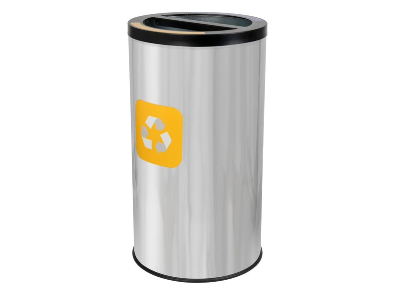 Coș inox colectare selectivă 2 compartimente cu găleată interioară, 2 x 30 L