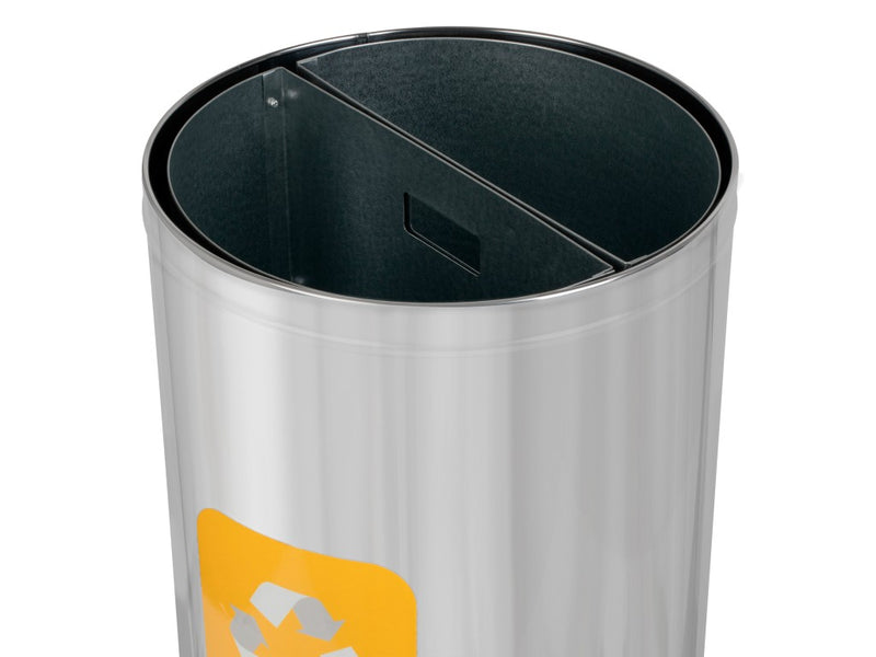 Coș inox colectare selectivă 2 compartimente cu găleată interioară, 2 x 30 L