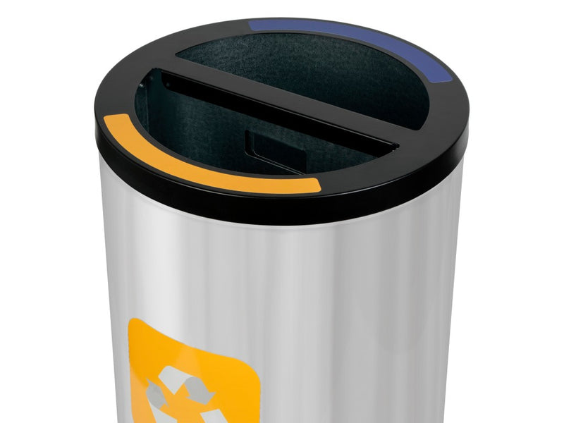 Coș inox colectare selectivă 2 compartimente cu găleată interioară, 2 x 30 L