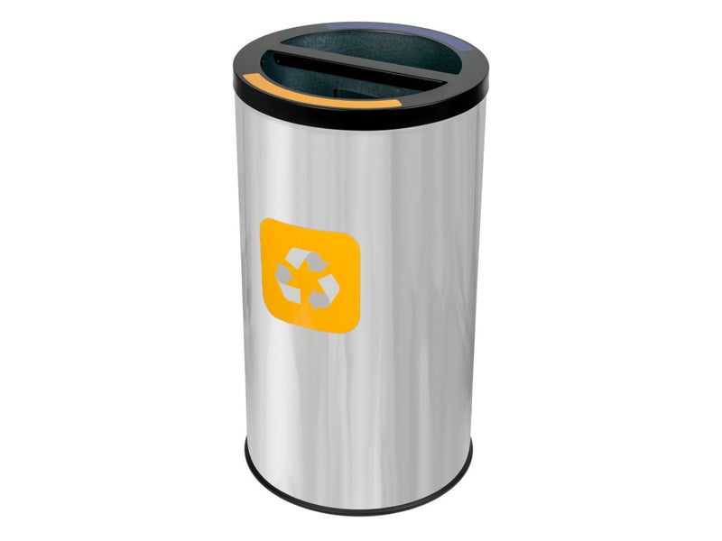 Coș inox colectare selectivă 2 compartimente cu găleată interioară, 2 x 30 L
