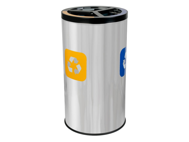 Coș inox colectare selectivă 3 compartimente 3 x 25 L