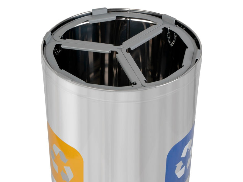 Coș inox colectare selectivă 3 compartimente 3 x 25 L