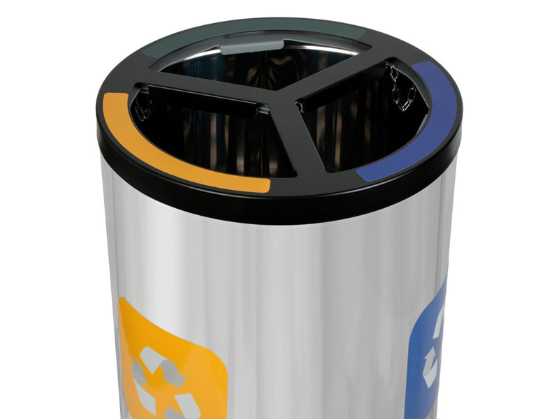 Coș inox colectare selectivă 3 compartimente 3 x 25 L