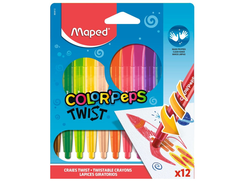 Creioane cerate Maped Color'Peps Twist 12 culori/set