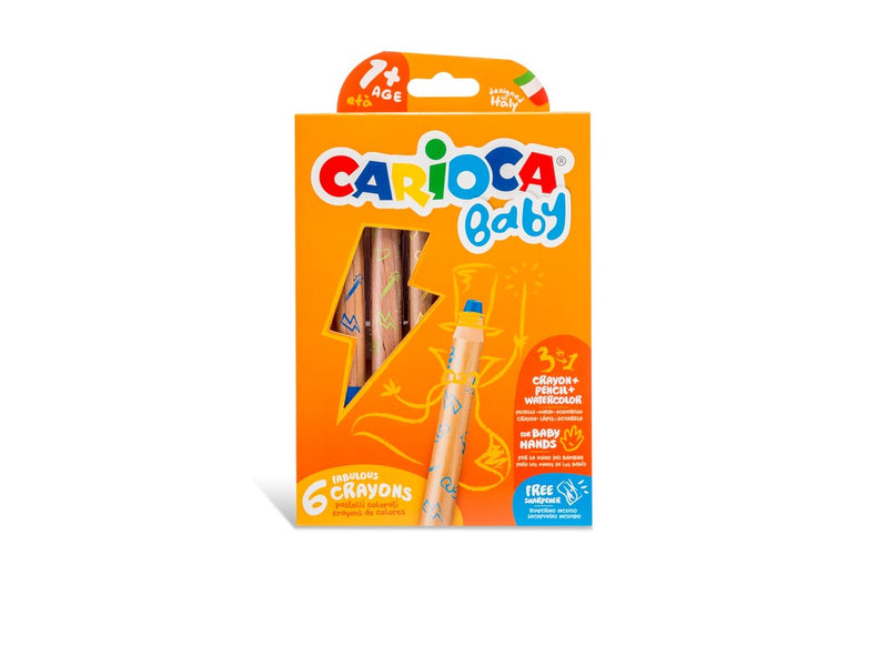 Creioane color 3 in 1 Baby 1+ Carioca, 6/set
