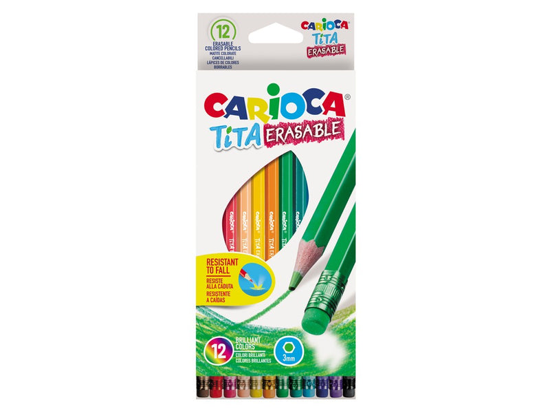 Creioane color cu gumă Tita Erasable Carioca 12/set