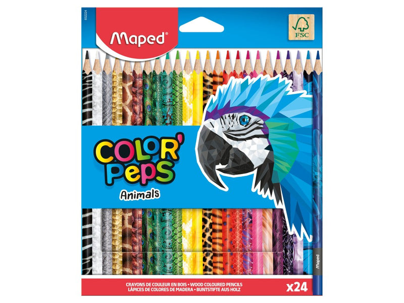 Creioane colorate Maped Color'Peps Animals 24 culori/set FSC
