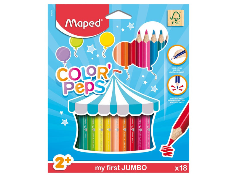 Creioane colorate Maped Color'Peps My First Jumbo 18 culori/set FSC