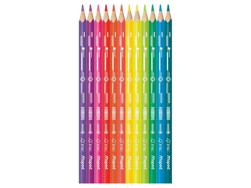 Creioane colorate Maped Color'Peps Neon 12 culori/set FSC