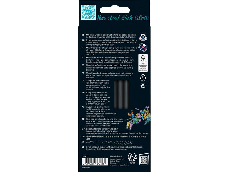 Creioane colorate triunghiulare black edition Faber-Castell 12 culori/set