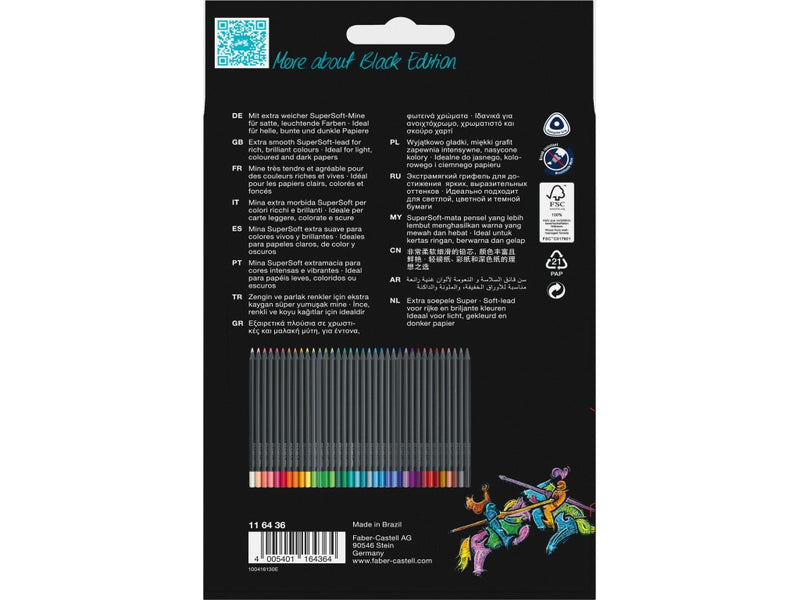 Creioane colorate triunghiulare black edition Faber-Castell 36 culori/set