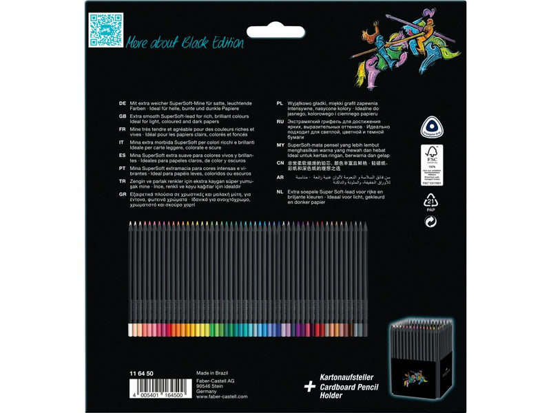 Creioane colorate triunghiulare black edition Faber-Castell 50 culori/set