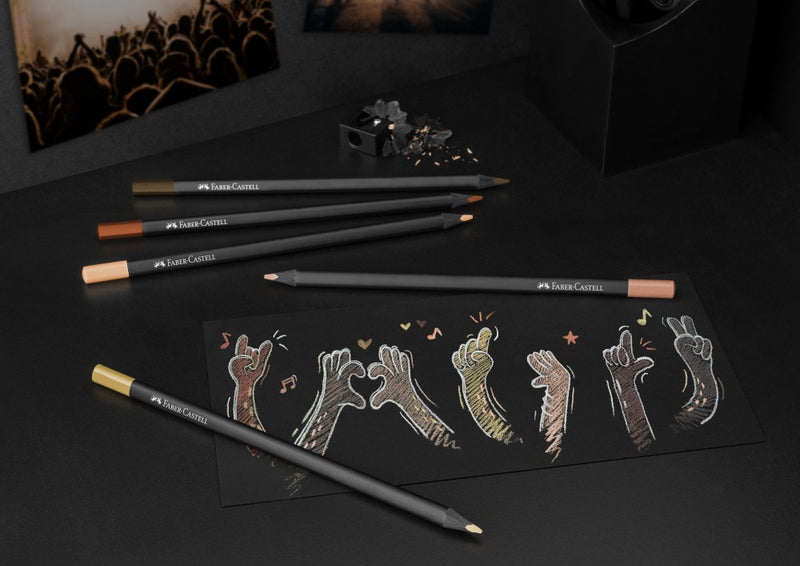 Creioane colorate triunghiulare black edition skin tones Faber-Castell 12 culori/set