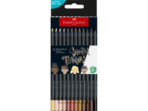 Creioane colorate triunghiulare black edition skin tones Faber-Castell 12 culori/set