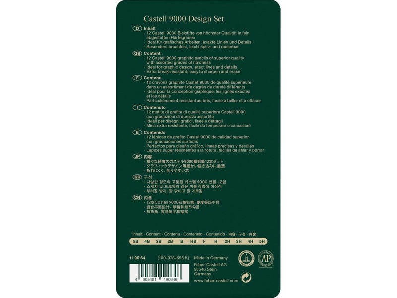 Creion grafit hexagonal Design Castell 9000 Faber-Castell 12 buc/set