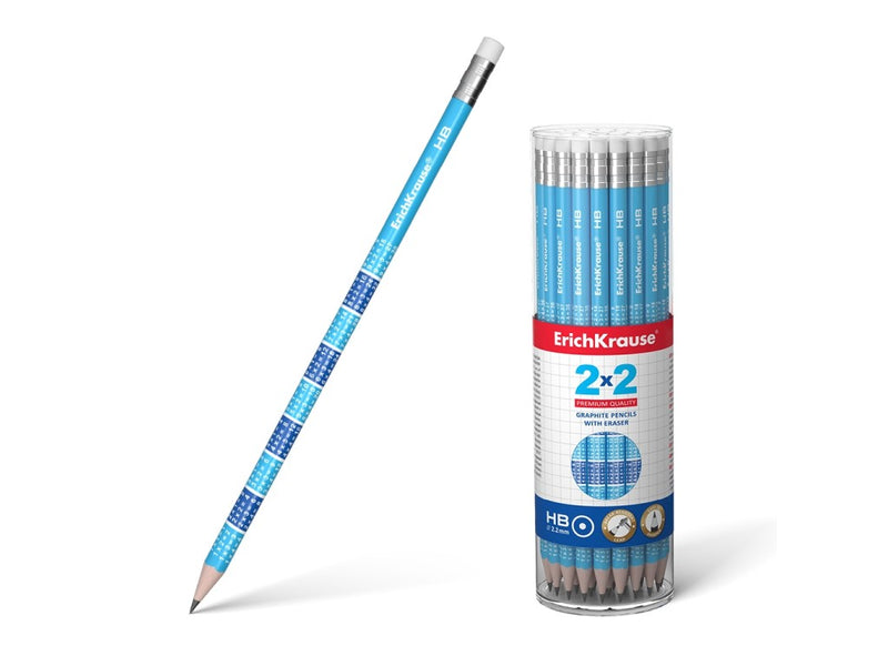 Creion rotund cu gumă 2x2 HB EK